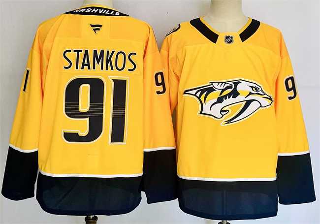 Men%27s Nashville Predators #91 Steven Stamkos Gold 2024-25 Home Stitched Hockey Jersey
